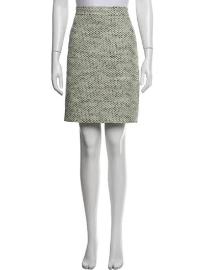 Pre-owned Kate Spade Tweed Pattern Mini Skirt In Green