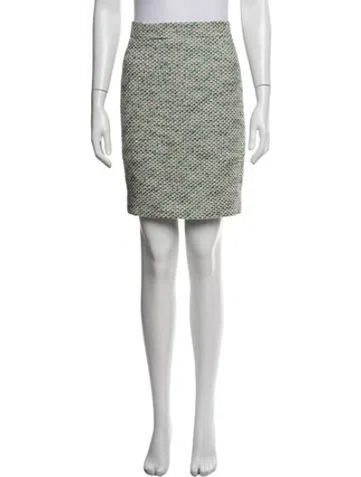 Pre-owned Kate Spade Tweed Pattern Mini Skirt In Green/neutrals