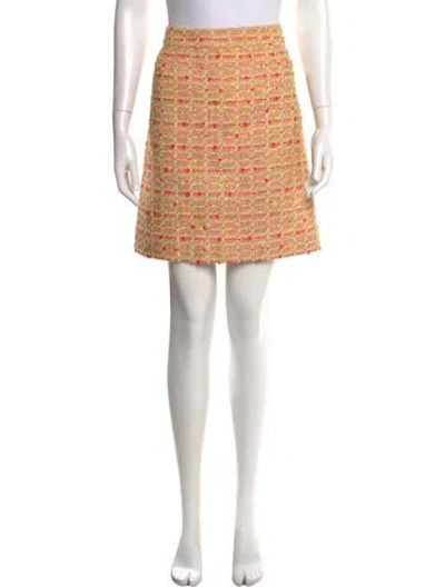 Pre-owned Kate Spade Tweed Pattern Mini Skirt In Orange
