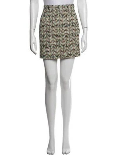Pre-owned Kate Spade Tweed Pattern Mini Skirt In White