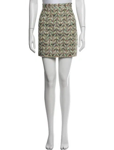Pre-owned Kate Spade Tweed Pattern Mini Skirt In White