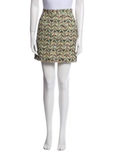 Pre-owned Kate Spade Tweed Pattern Mini Skirt In Yellow
