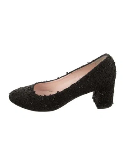 Pre-owned Kate Spade Tweed Pattern Pumps In Black