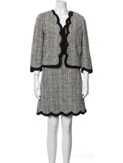 Pre-owned Kate Spade Tweed Pattern Scalloped Accent Dress Set