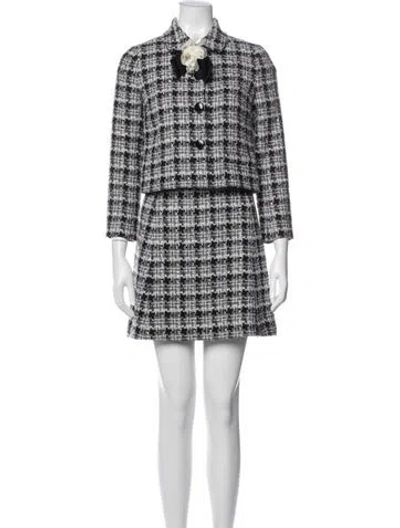 Pre-owned Kate Spade Tweed Pattern Skirt Set In Black/white