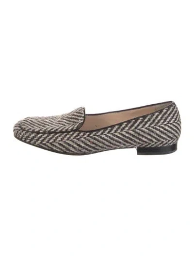 Pre-owned Kate Spade Tweed Striped Loafers In Neutral