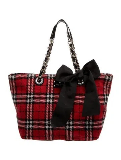 Pre-owned Kate Spade Tweed Tote In Red