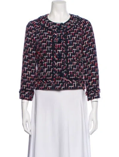 Pre-owned Kate Spade Tweed Tweed Pattern Evening Jacket In Blue