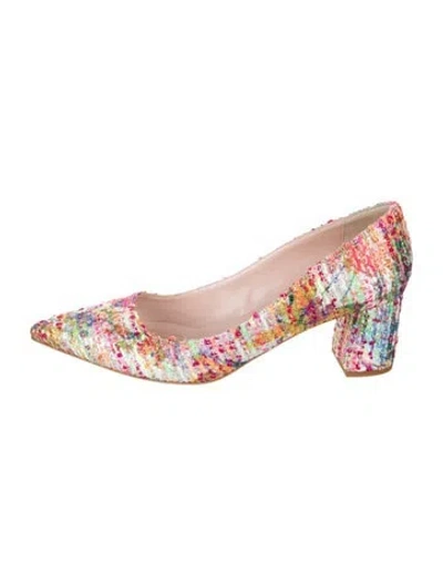 Pre-owned Kate Spade Tweed Tweed Pattern Pumps In Green/orange/pink