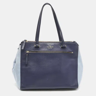 Pre-owned Kate Spade Two Tone Blue Leather Double Zip Tote