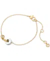 Kate Spade New York Interlocking Two-tone Bezel Stone Chain Bracelet In Clear,two Tone