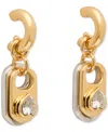 Kate Spade New York Snack Time Two Tone Crystal Heart Pull Tab Charm Huggie Hoop Earrings In Gold