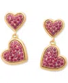Kate Spade Two-tone Cubic Zirconia Pave Double Heart Drop Earrings In Red.