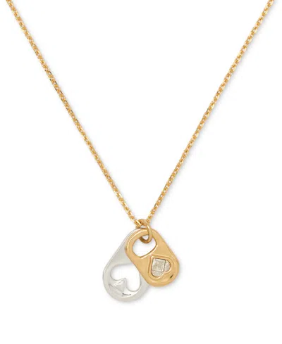 Kate Spade Two-tone Double Pop Tab Pendant Necklace, 16" + 3" Extender In Gold