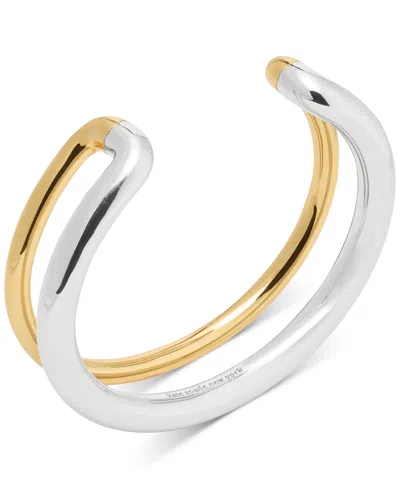Kate Spade Two-tone Interlock Cuff Bracelet In Gold