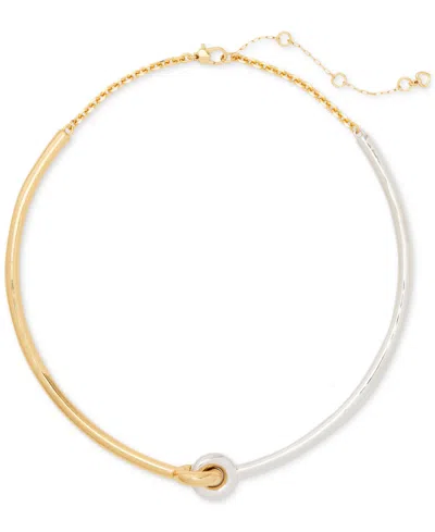 Kate Spade Two-tone Interlock Structured Collar Necklace, 16" + 3" Extender In Silver