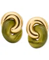 Kate Spade Two-tone Interlock Stud Earrings In Green