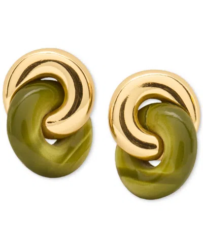 Kate Spade Two-tone Interlock Stud Earrings In Green