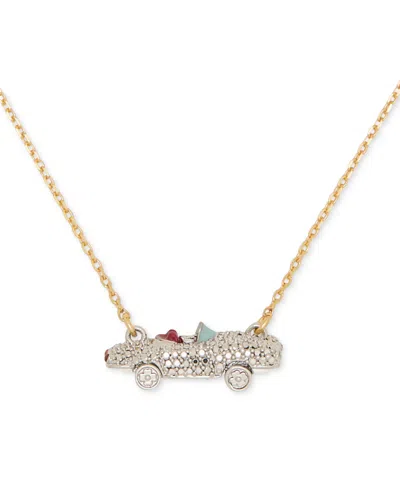 Kate Spade Two-tone Pave Car Mini Pendant Necklace, 16" + 3" Extender In Multi