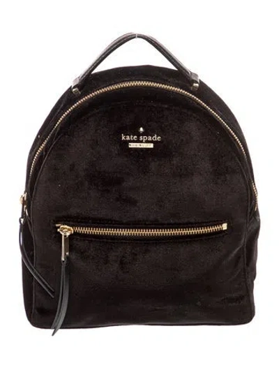 Pre-owned Kate Spade Velvet Backpack In Black