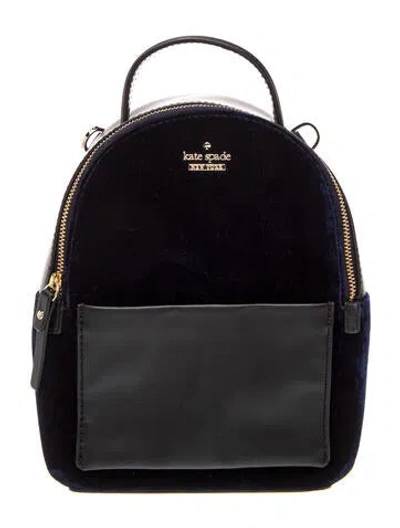 Pre-owned Kate Spade Velvet Backpack In Black