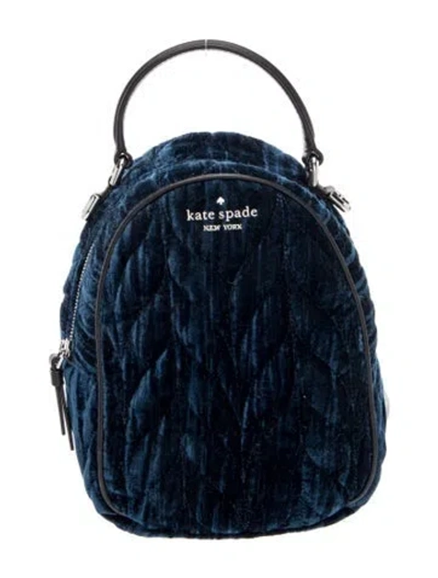 Pre-owned Kate Spade Velvet Backpack In Blue