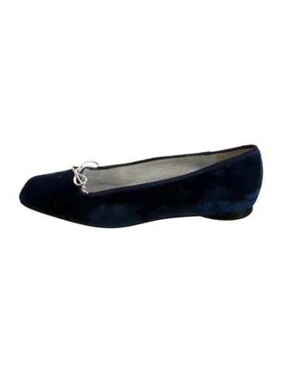 Pre-owned Kate Spade Velvet Ballet Flats In Blue