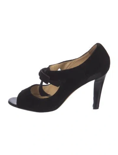 Pre-owned Kate Spade Velvet Bow Accents Pumps In Black