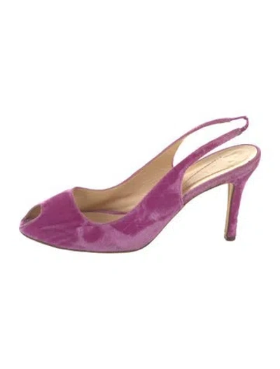 Pre-owned Kate Spade Velvet Bow Accents Slingback Pumps In Pink