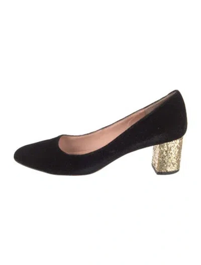 Pre-owned Kate Spade Velvet Glitter Accents Pumps In Black