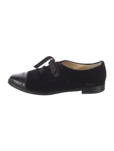 Pre-owned Kate Spade Velvet Oxfords In Black