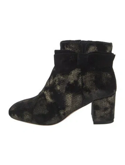 Pre-owned Kate Spade Velvet Patterned Boots In Black/metallic