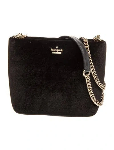 Pre-owned Kate Spade Velvet Shoulder Bag In Black