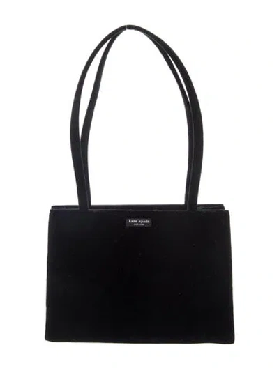 Pre-owned Kate Spade Velvet Shoulder Bag In Black