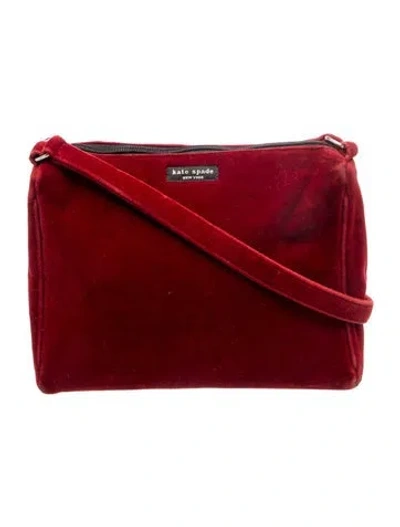 Pre-owned Kate Spade Velvet Shoulder Bag In Red