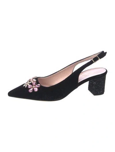 Pre-owned Kate Spade Velvet Slingback Pumps In Black