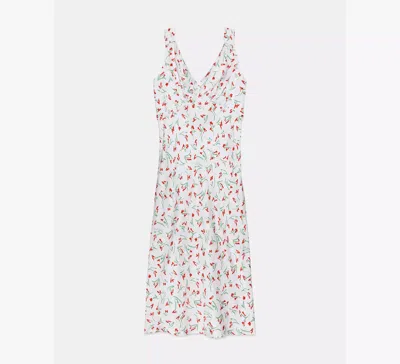 Kate Spade Vibrant Buds Midi Slip Dress In White