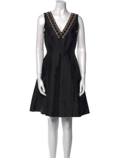 Pre-owned Kate Spade V-neck Knee-length Dress In Black