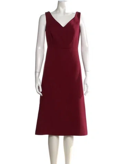 Pre-owned Kate Spade V-neck Knee-length Dress In Burgundy