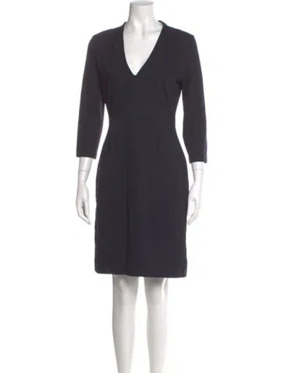 Pre-owned Kate Spade V-neck Knee-length Dress In Gray