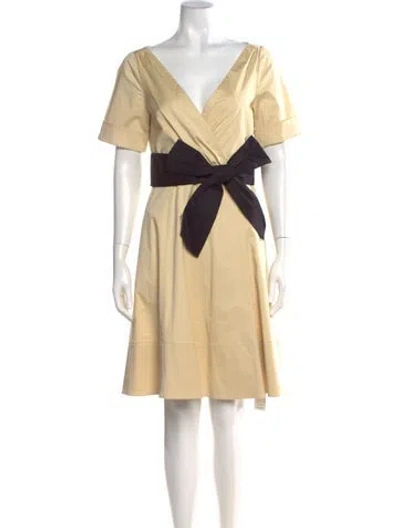 Pre-owned Kate Spade V-neck Knee-length Dress In Neutral
