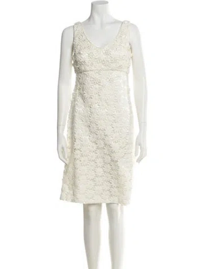 Pre-owned Kate Spade V-neck Knee-length Dress In Neutral