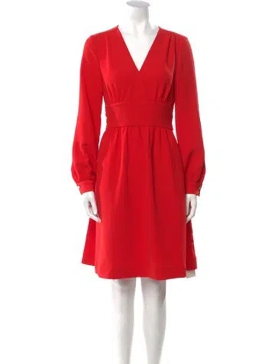 Pre-owned Kate Spade V-neck Knee-length Dress In Orange