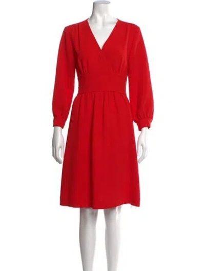 Pre-owned Kate Spade V-neck Knee-length Dress In Red