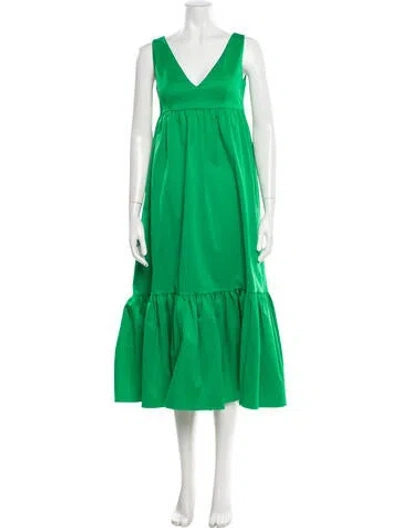 Pre-owned Kate Spade V-neck Long Dress In Green