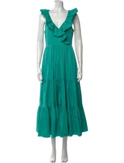 Pre-owned Kate Spade V-neck Long Dress In Green