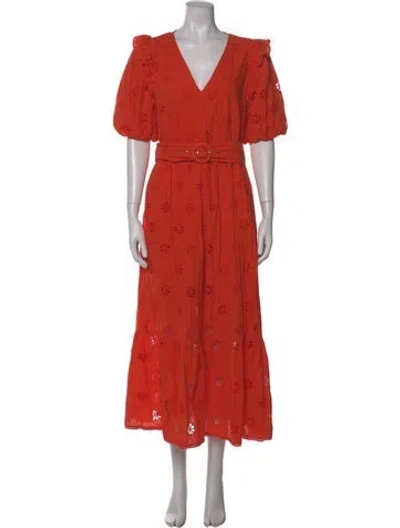 Pre-owned Kate Spade V-neck Long Dress In Orange