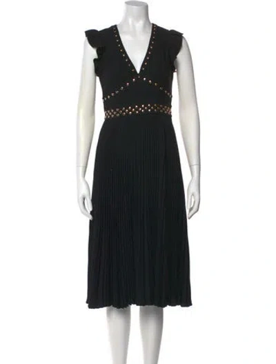 Pre-owned Kate Spade V-neck Midi Length Dress In Black