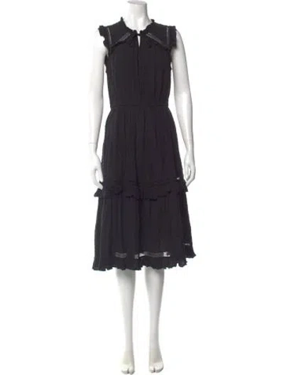 Pre-owned Kate Spade V-neck Midi Length Dress In Black