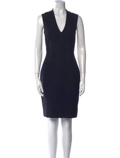 Pre-owned Kate Spade V-neck Midi Length Dress In Blue